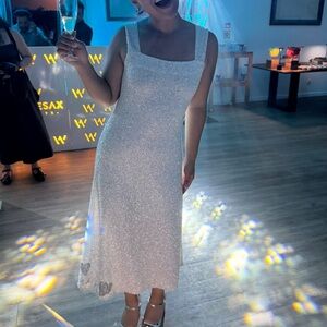 Sparkling White Midi Dress
